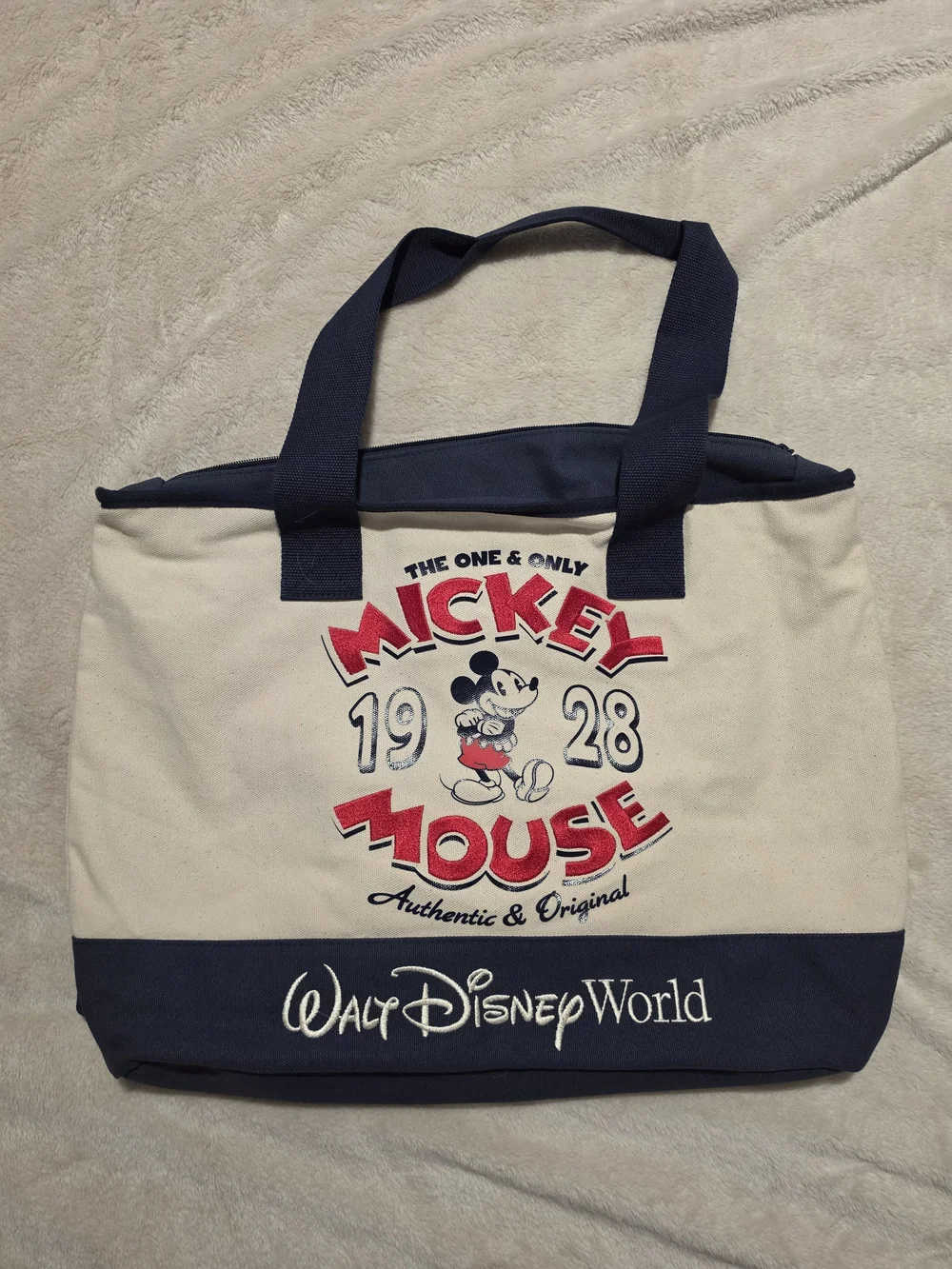 Disney Canvas Mickey Mouse Tote Bag - Cream & Navy